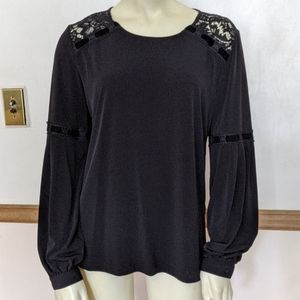 NWOT Karl Largerfeld Paris lacy Black Top  Medium